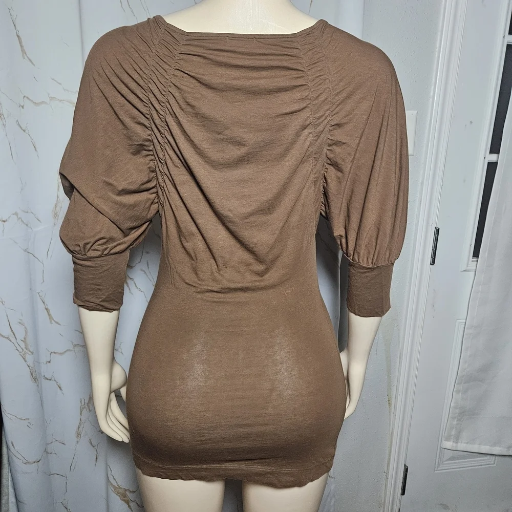 Theory Brown Puff Sleeve Dress